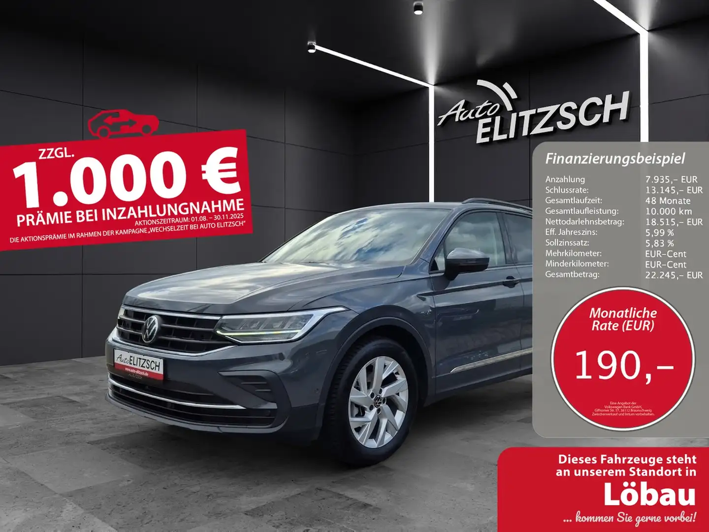Volkswagen Tiguan TSI Life LED AHK Navi Pano ACC Park-Assist SH 18" Grau - 1