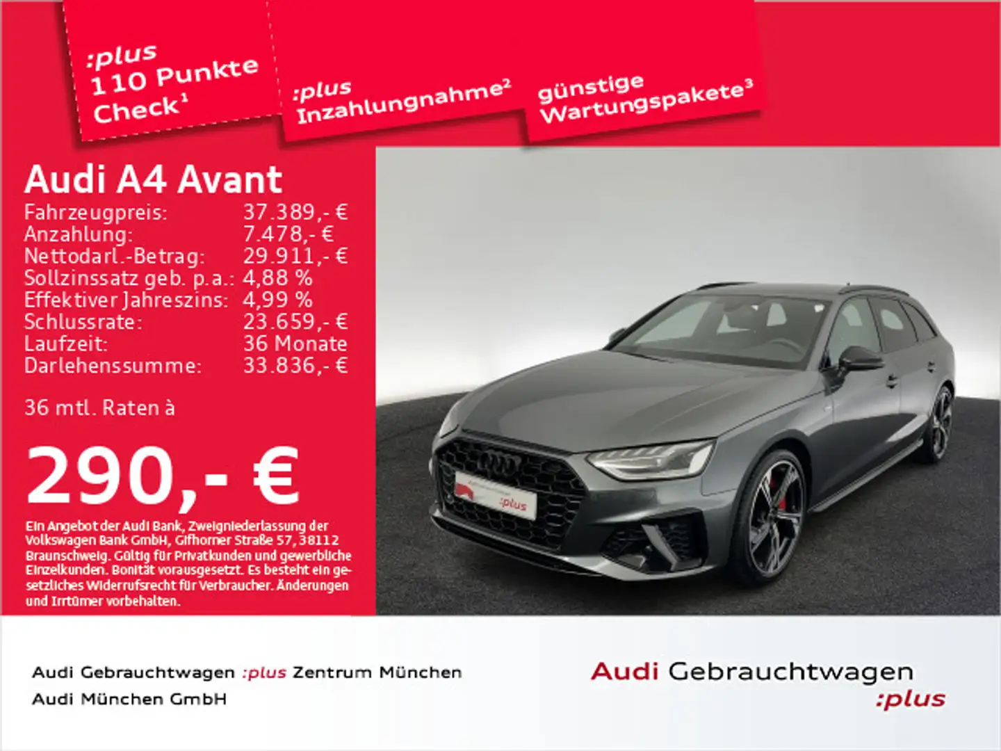 Audi A4 40 TFSI S tronic S line ACC/Virtual+/Na Gris - 1