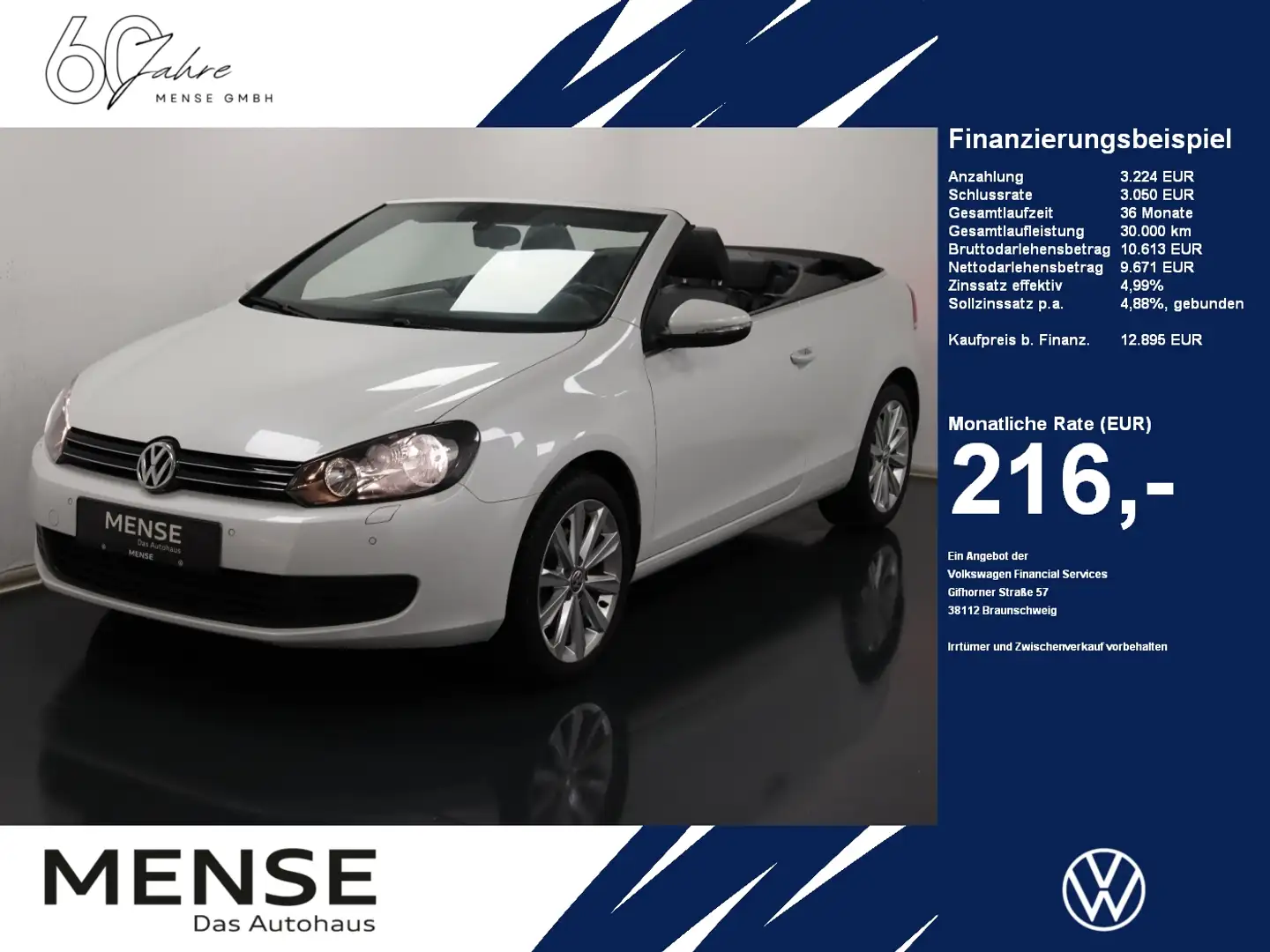 Volkswagen Golf VI Cabriolet 1.4 TSI DSG Exclusive |2xKlima Blanc - 1