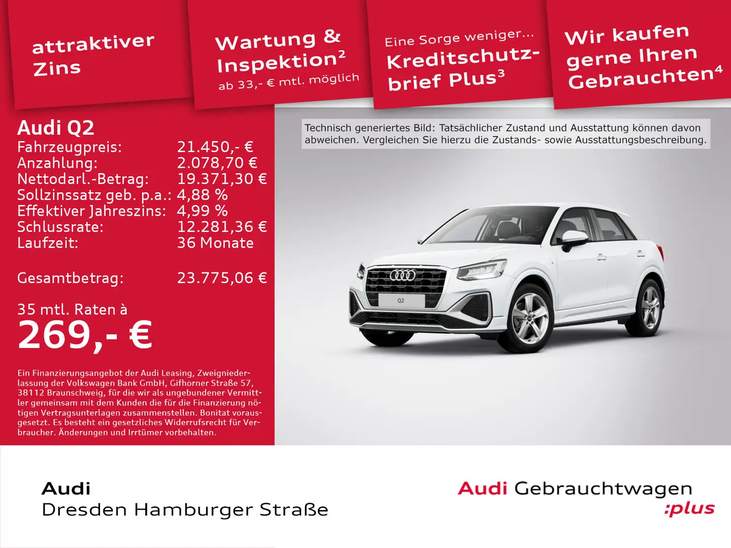 Audi Q2 35 TFSI S line LED S tronic Weiß - 1