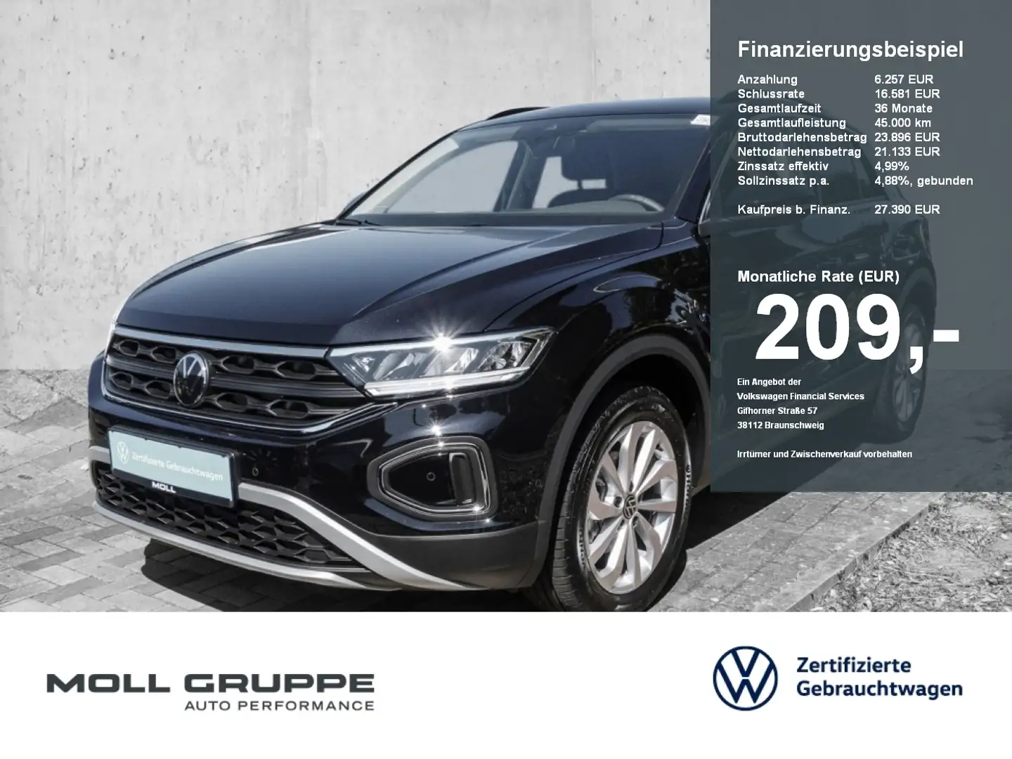 Volkswagen T-Roc 1.5 TSI Life LED ALU PDC Noir - 1