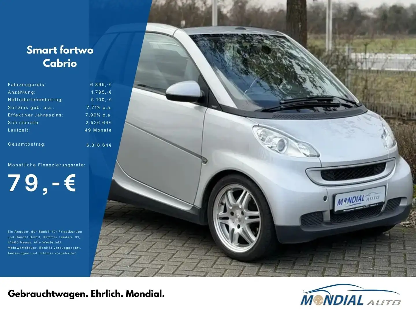 smart forTwo mhd Cabrio / Leder / BRABUS / SHZ / Klima Grau - 1