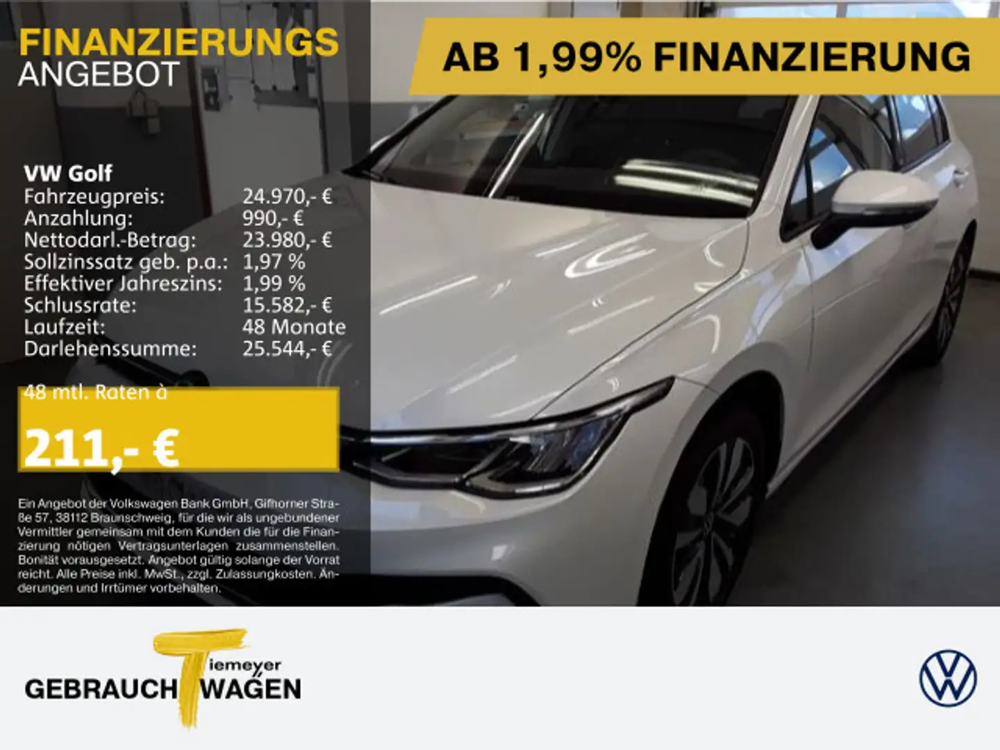 Volkswagen Golf 1.0 eTSI DSG MOVE LED NAVI KAMERA LM16 Weiß - 1