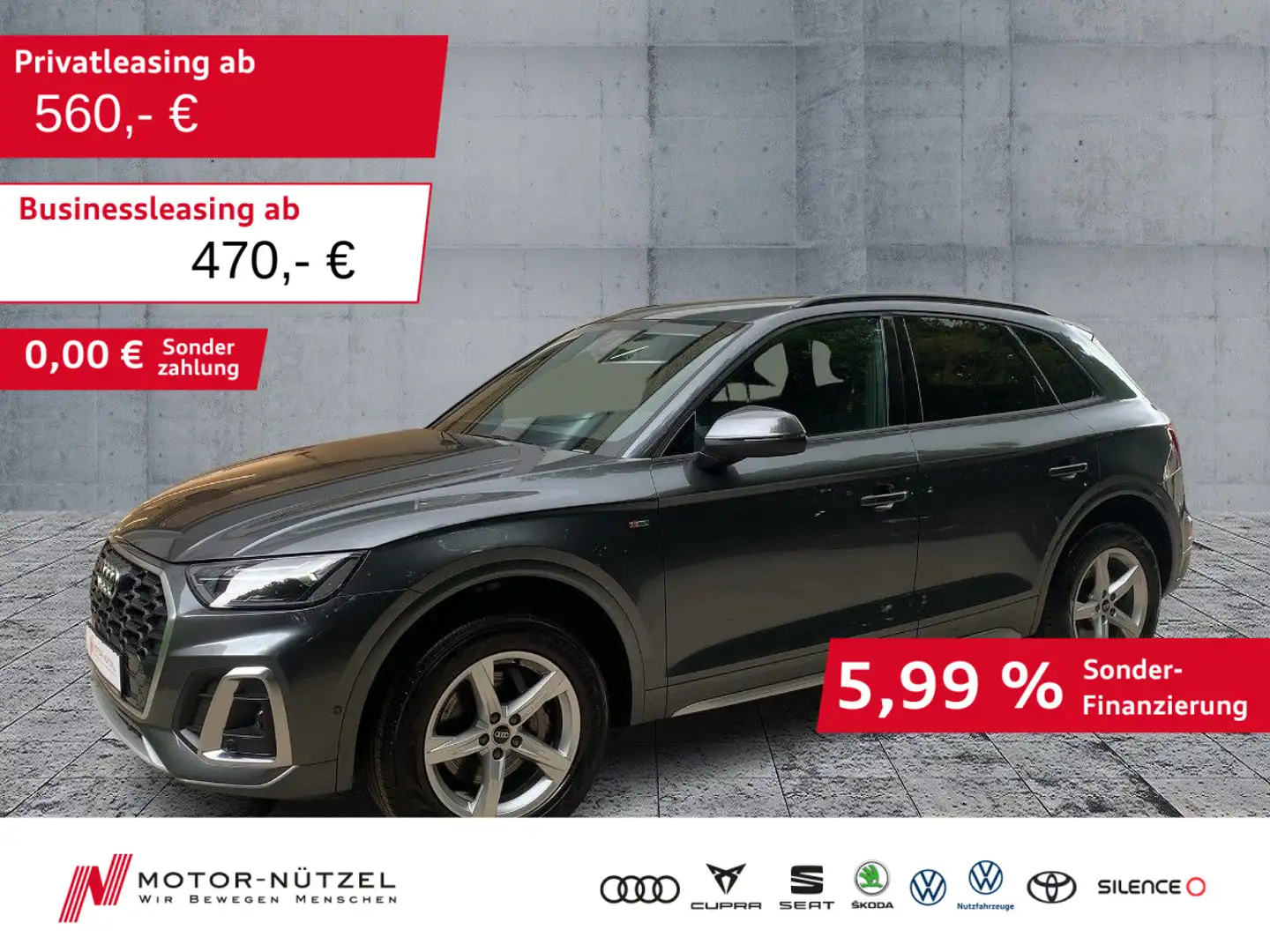 Audi Q5 40 TDI QU S-TR S-LINE LED+NAVI+AHK+GRA+SHZ Grau - 1