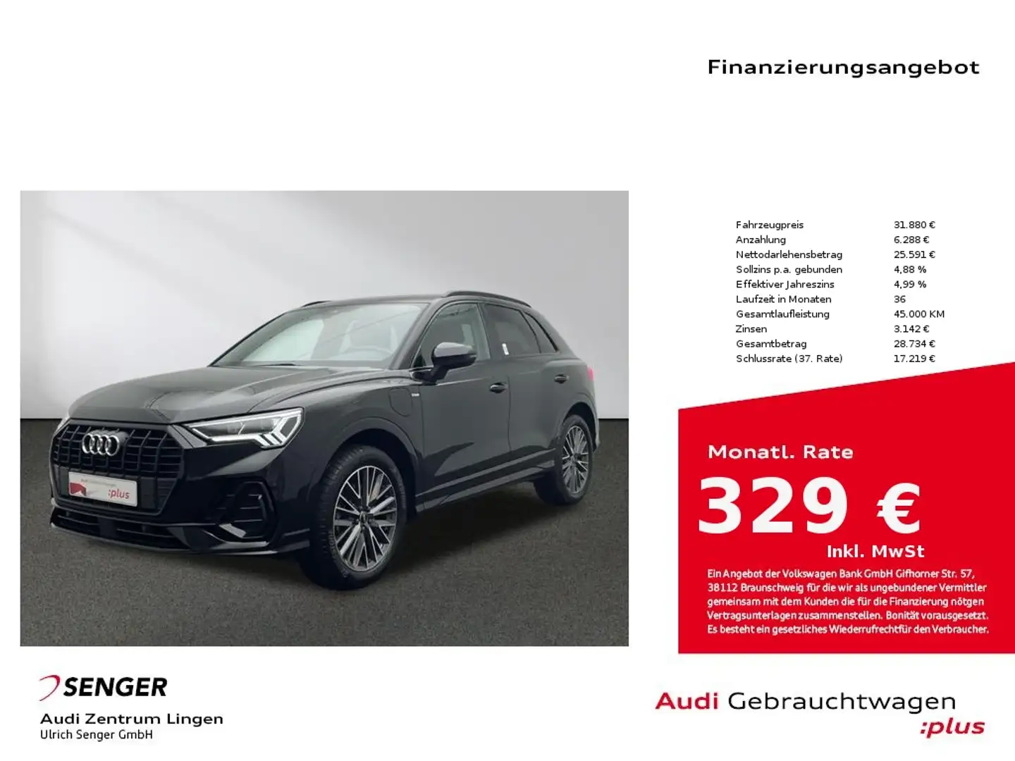 Audi Q3 45 TFSI e S line S tronic MMI LED AHK Sitzh. Noir - 1