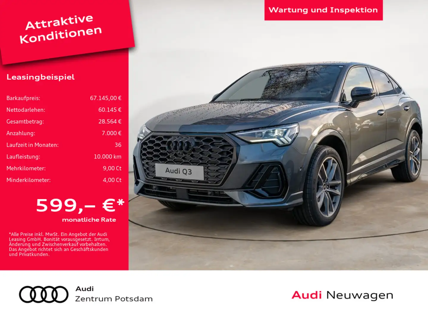 Audi Q3 Sportback S line 35 TFSI PANO 360° SONOS Gris - 1