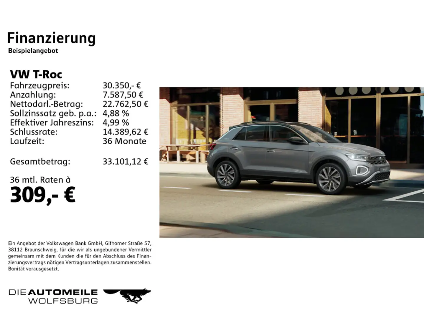 Volkswagen T-Roc 2.0 TDI DSG Goal AHK/LED+/ACC Grau - 2