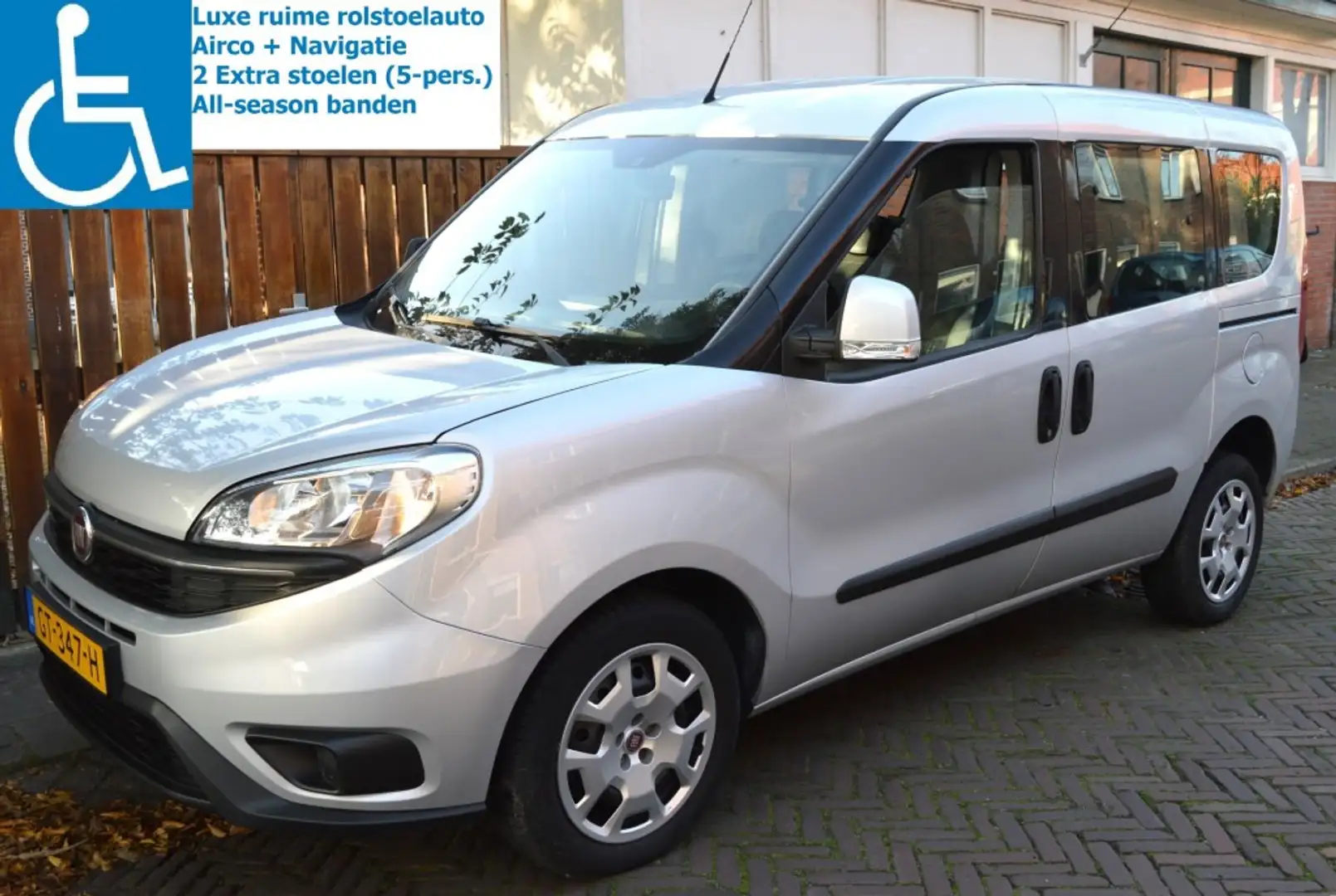 Fiat Doblo 1.4 ROLSTOELAUTO AIRCO NAVIGATIE 5-PERSOONS BENZIN Grijs - 2