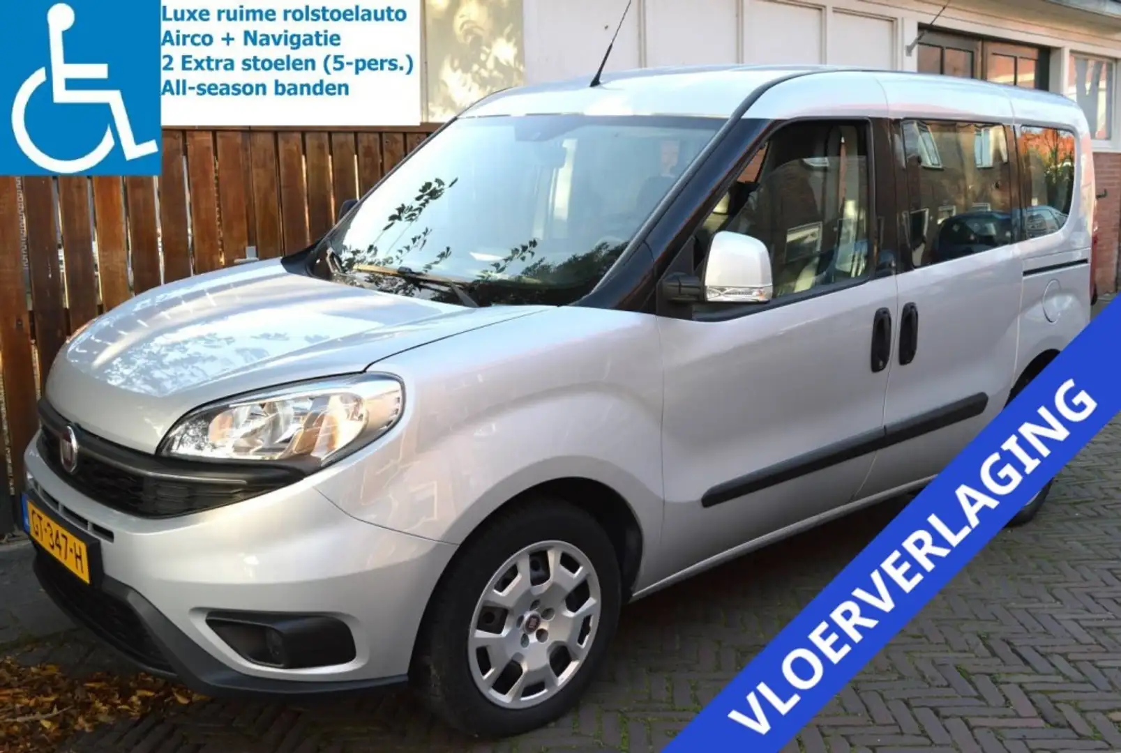 Fiat Doblo 1.4 ROLSTOELAUTO AIRCO NAVIGATIE 5-PERSOONS BENZIN Grijs - 1