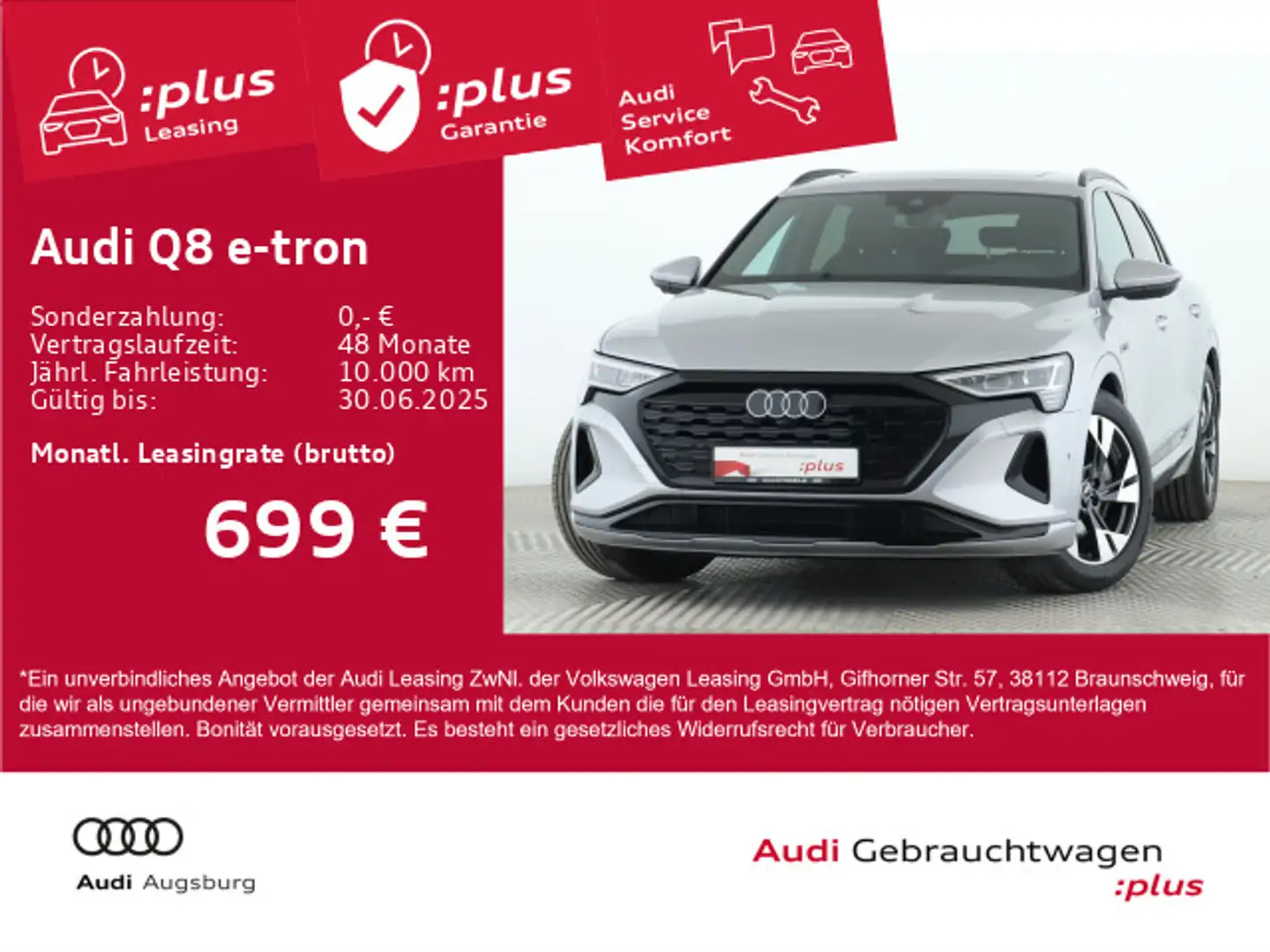 Audi Q8 e-tron advanced 55 qu. 114 kW/h *AHK*8-fach* Ezüst - 1