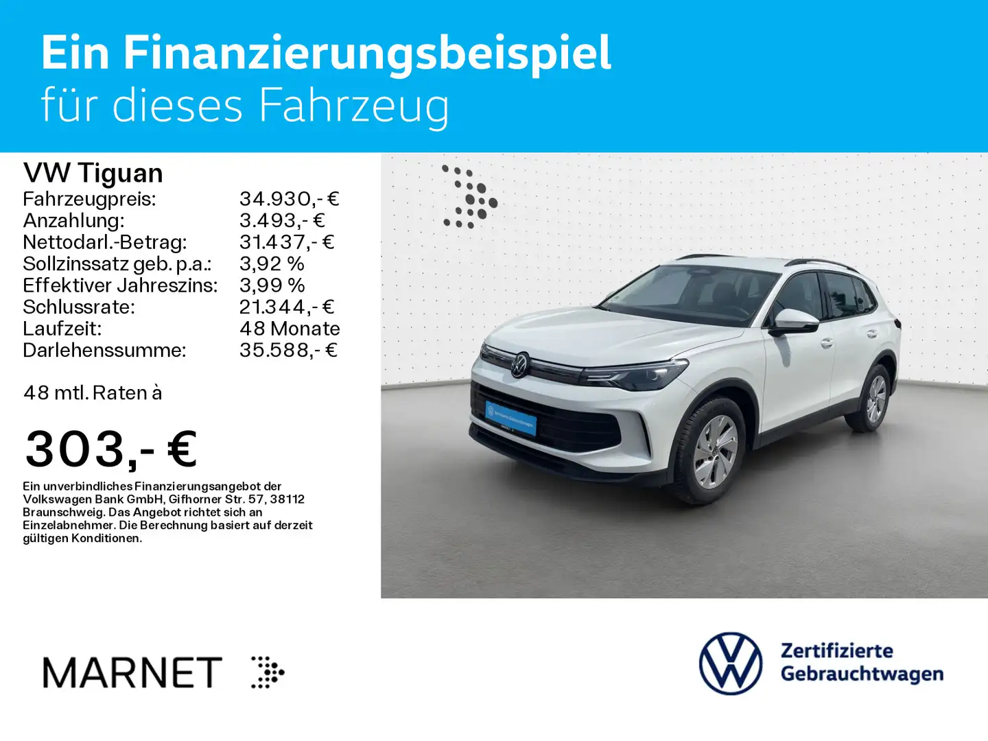 Volkswagen Tiguan 1.5 eTSI 96 KW DSG*NAVI*AHK*ASG* Weiß - 2