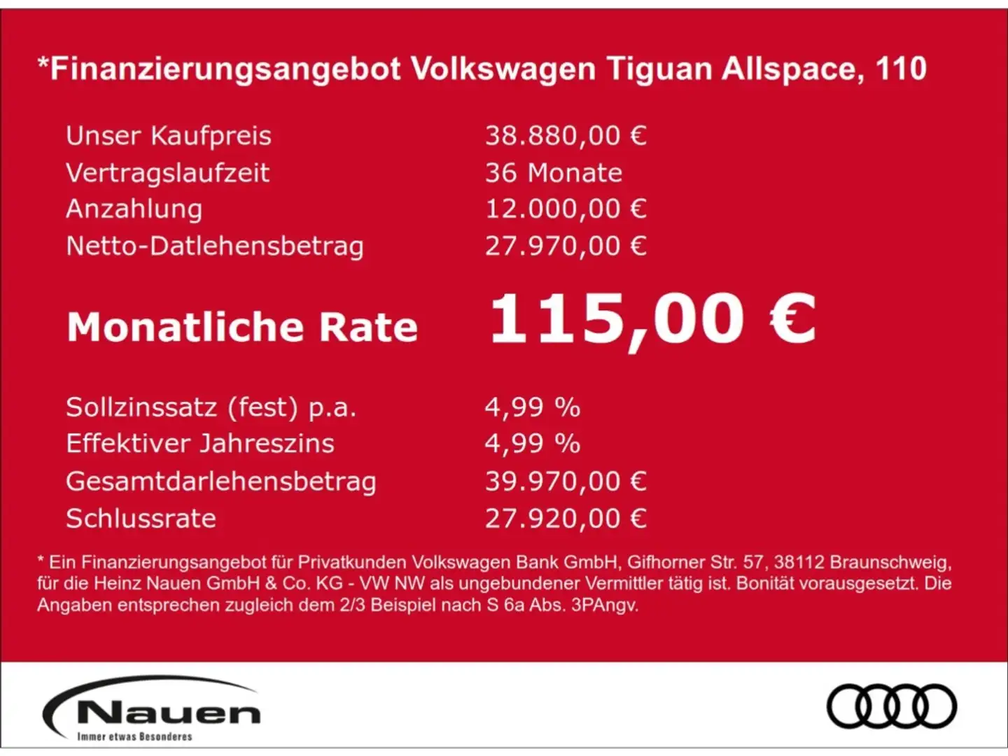 Volkswagen Tiguan Allspace Move 2,0 TDI DSG 7-Sitzer * Rate 115€ * Silber - 2