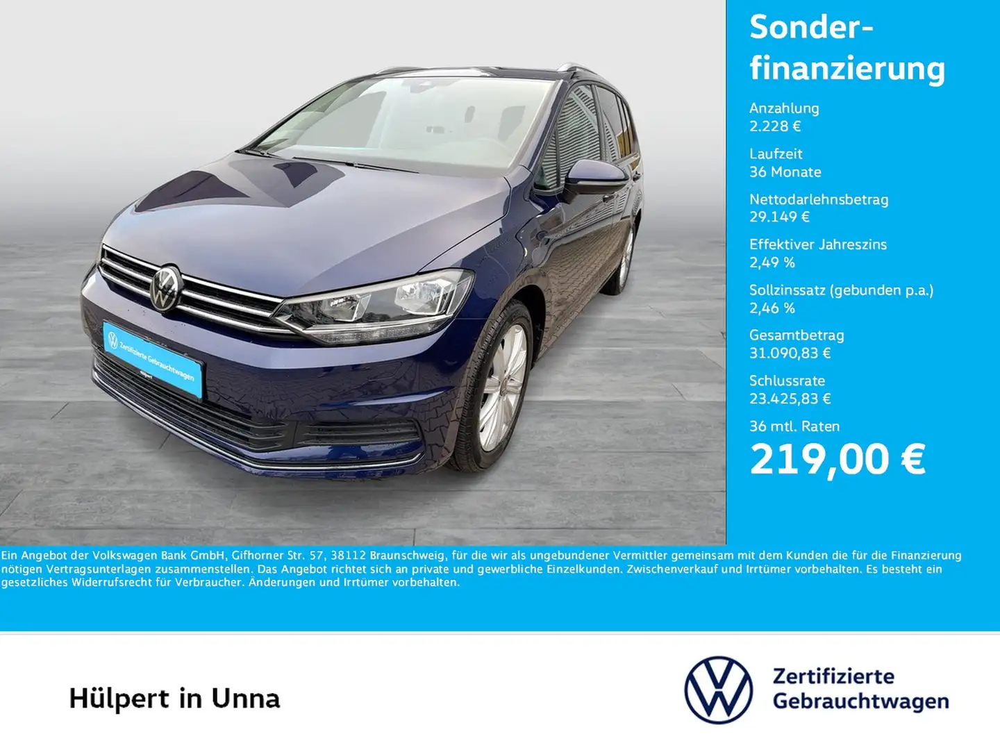 Volkswagen Touran 2.0 MOVE 7SITZE AHK ACC LM17 NAVI SITZHZ. Blu/Azzurro - 1