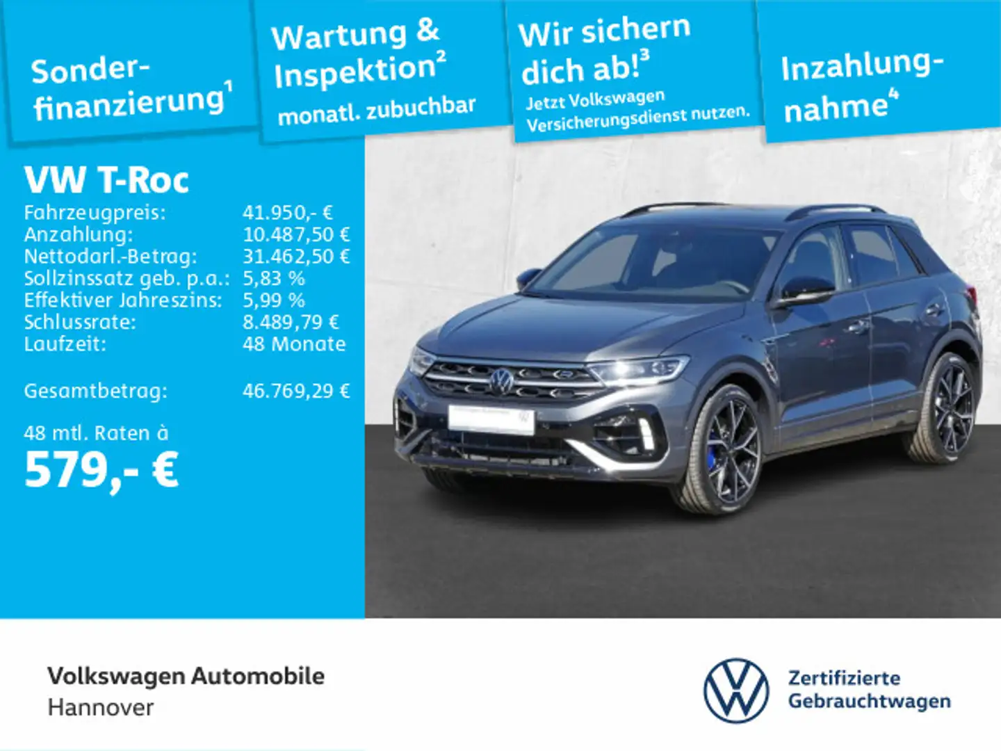 Volkswagen T-Roc T-ROC 2.0 TSI DSG 4Motion R IQ.LIGHT DCC Rückfah Grau - 1