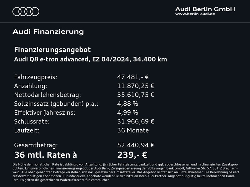 Audi Q8 e-tron advanced 55 qu.300 kW HUD PANO 360°K — photo 3