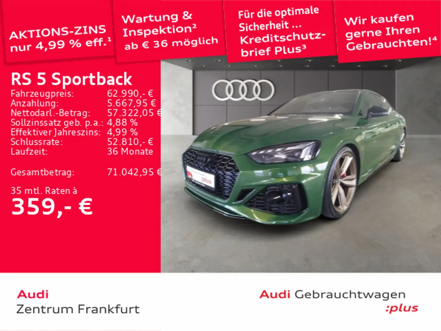 Audi RS5 RS5 Sportback tiptronic Laser B&O HuD Massage Grün - 1
