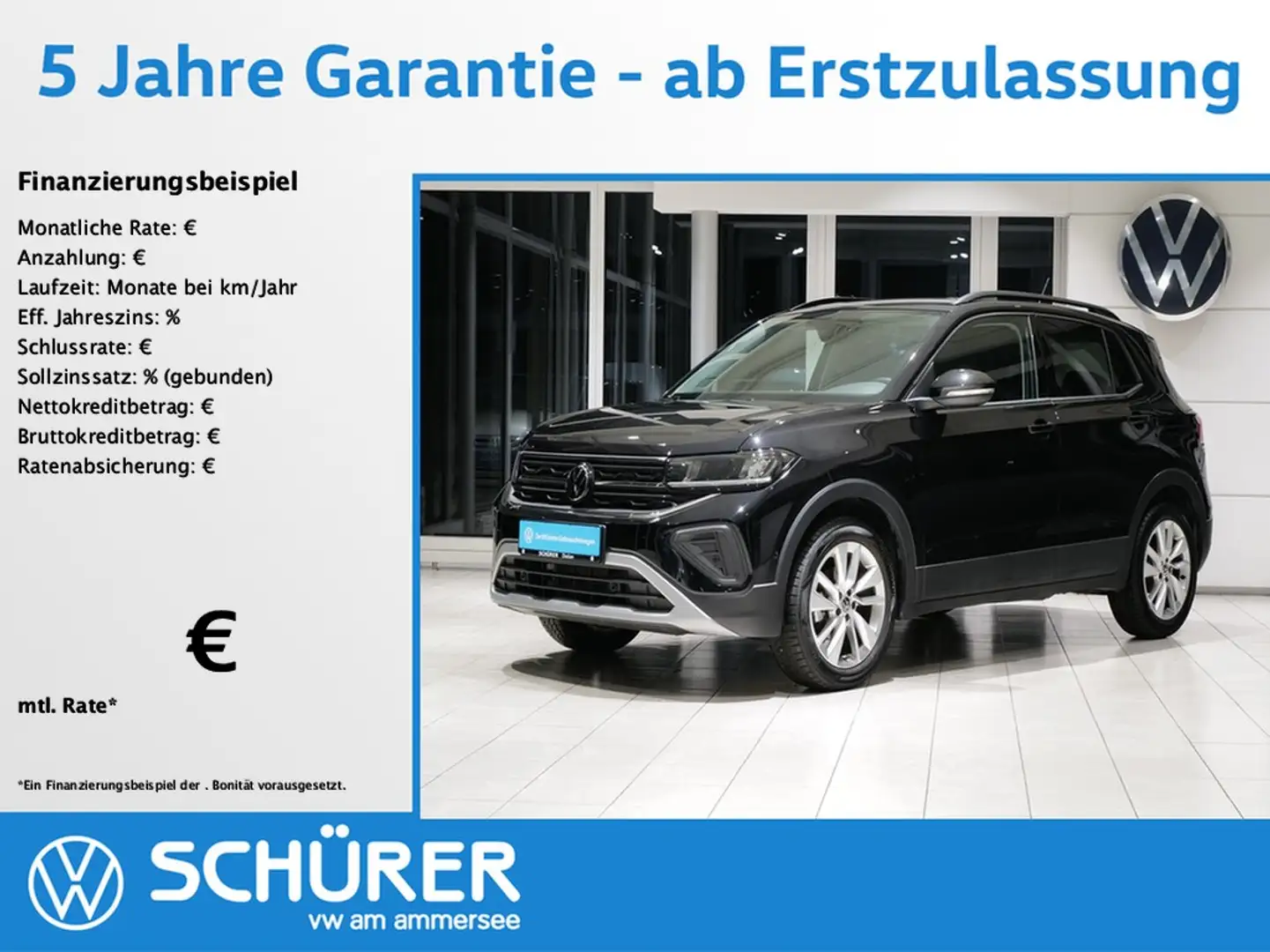 Volkswagen T-Cross 1.0TSI DSG Life AHK RKAM ACC KEYLESS LED TOTWINKEL Schwarz - 1
