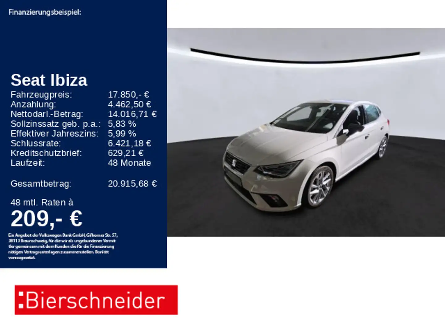 SEAT Ibiza 1.0 TSI FR-Line 17 LED NAVI SHZ Weiß - 1