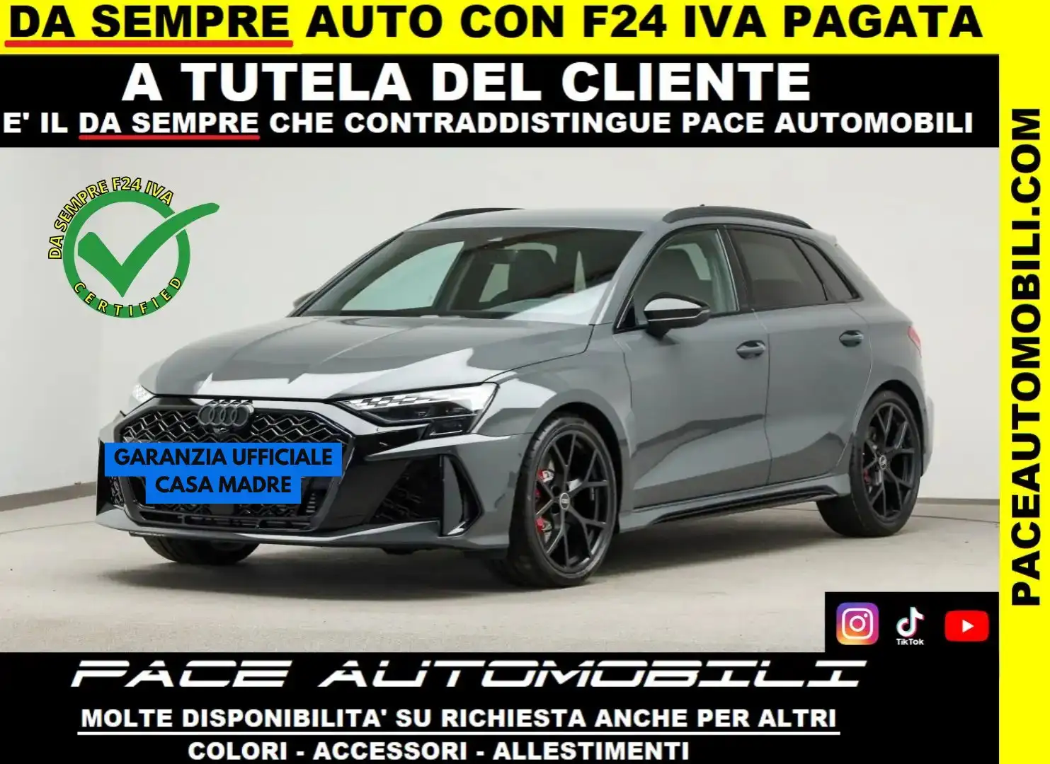 Audi RS3 2025 PELLE NIMBUSGRAU KAMERA 360 PDC HUD 280KM/H Grigio - 1