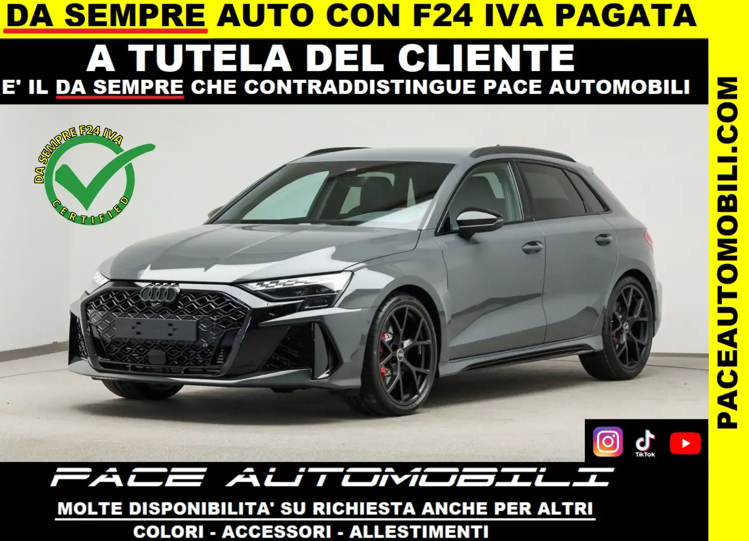 Audi RS3 2025 PELLE NIMBUSGRAU KAMERA 360 PDC HUD 280KM/H Grigio - 1