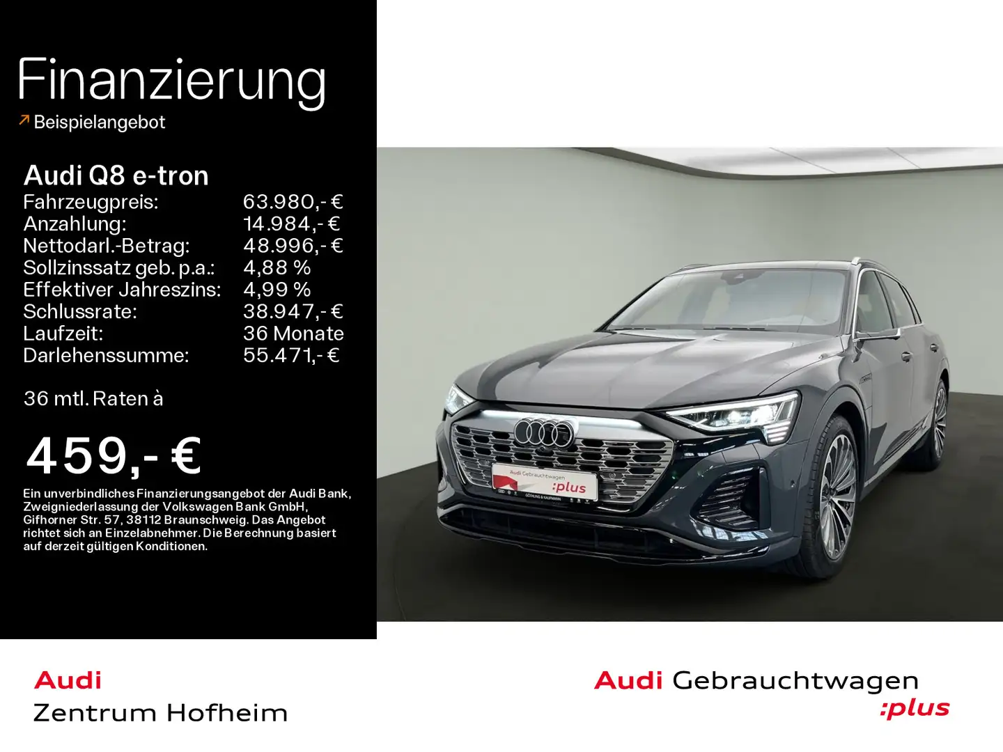Audi Q8 e-tron 55 qu S line*Air*B&O*HUD*Pano*Matrix*V Grau - 1