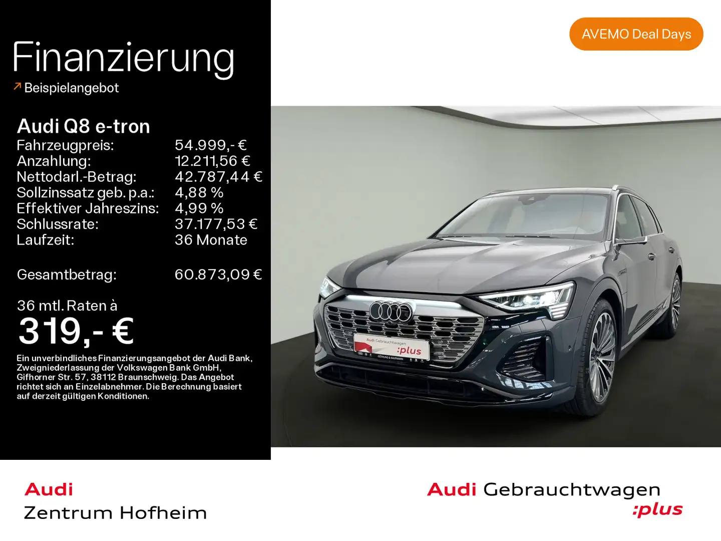 Audi Q8 e-tron 55 qu S line*Air*B&O*HUD*Pano*Matrix*V Grau - 1