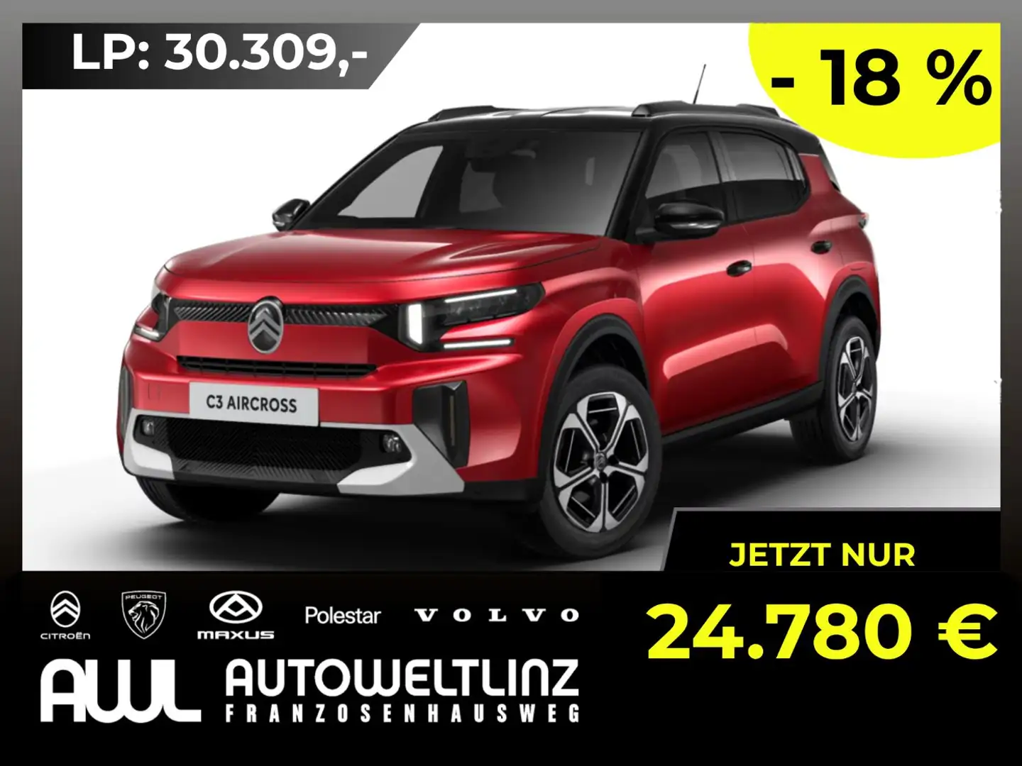 Citroen C3 Aircross 145PS MAX Tageszulassung Rot - 1