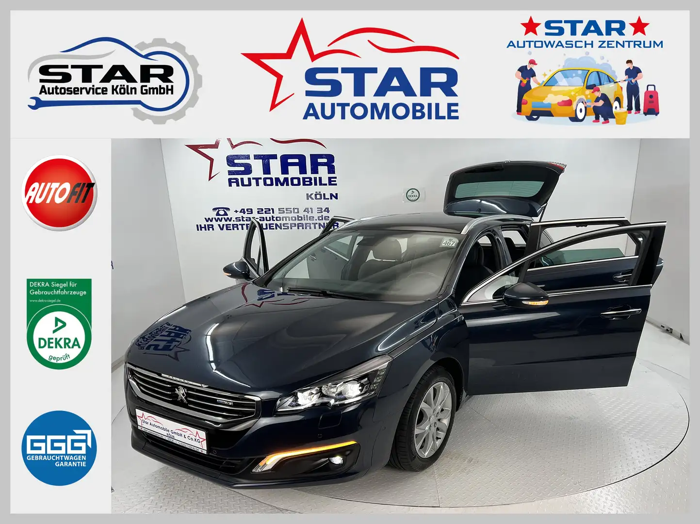 Peugeot 508 508 SW Allure 1.6-12KW Automatik*LED*NAVI*AHK*E6.1 Modrá - 1