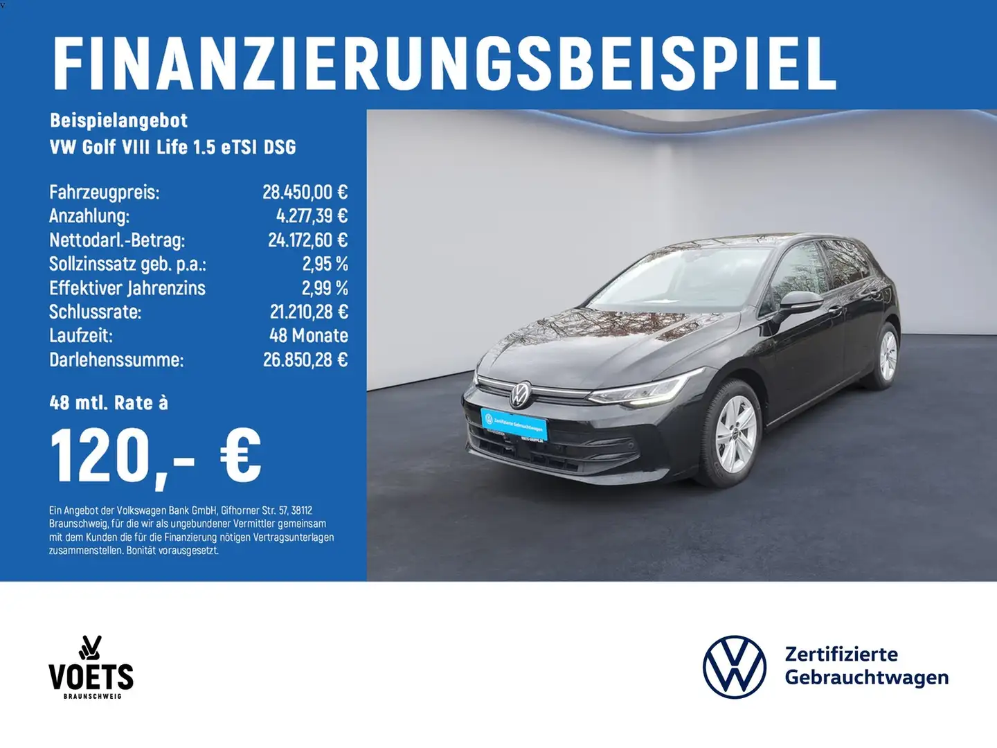 Volkswagen Golf VIII Life 1.5 eTSI DSG RearView+STANDHZG+HuD Noir - 2