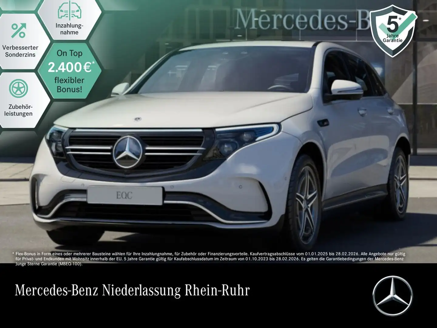 Mercedes-Benz EQC 400 4M AMG+360+AHK+MULTIBEAM+FAHRASS+HUD Weiß - 1