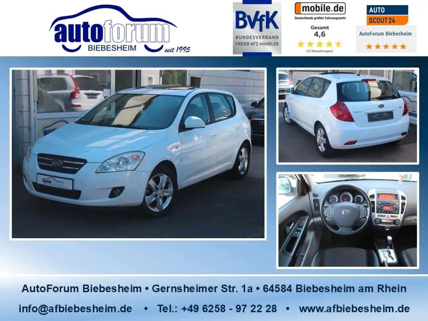 Kia Ceed / cee'd Ceed 1.6 EX Automatik Teilleder*Klimaaut.*Navi.. Weiß - 1