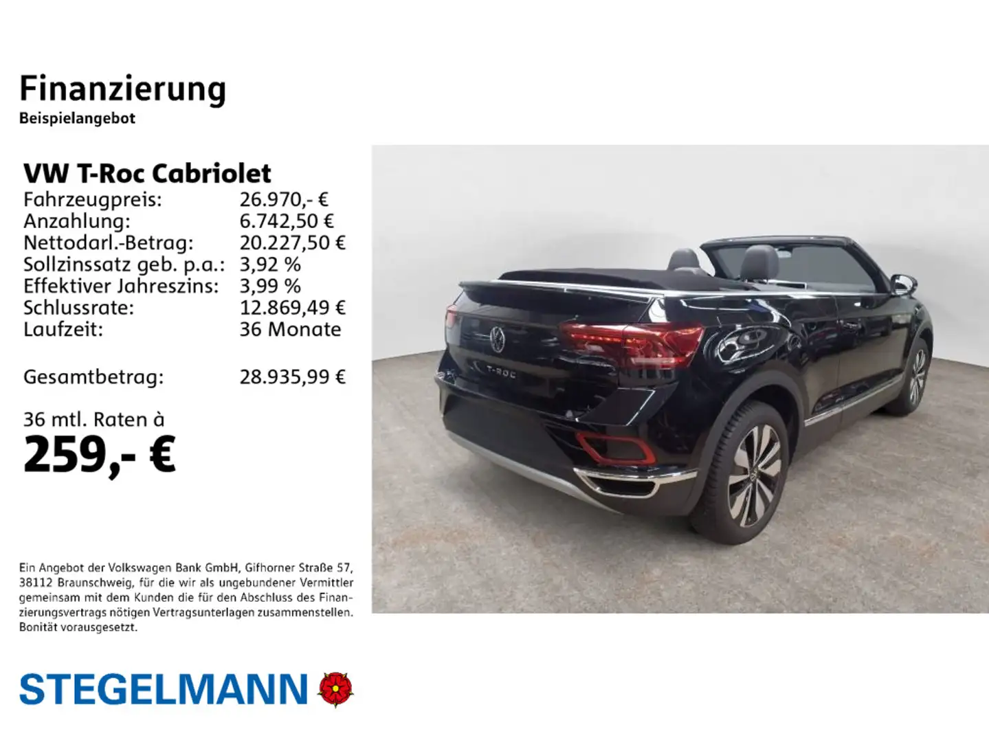 Volkswagen T-Roc 1.0 TSI Goal *Navi*LED*Kamera* Schwarz - 2