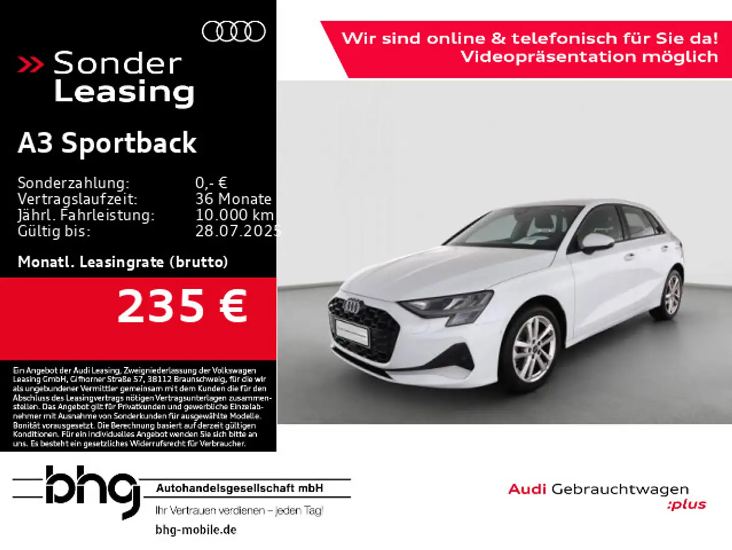 Audi A3 30TFSI advanced ACC Assist ParkPlus Weiß - 1