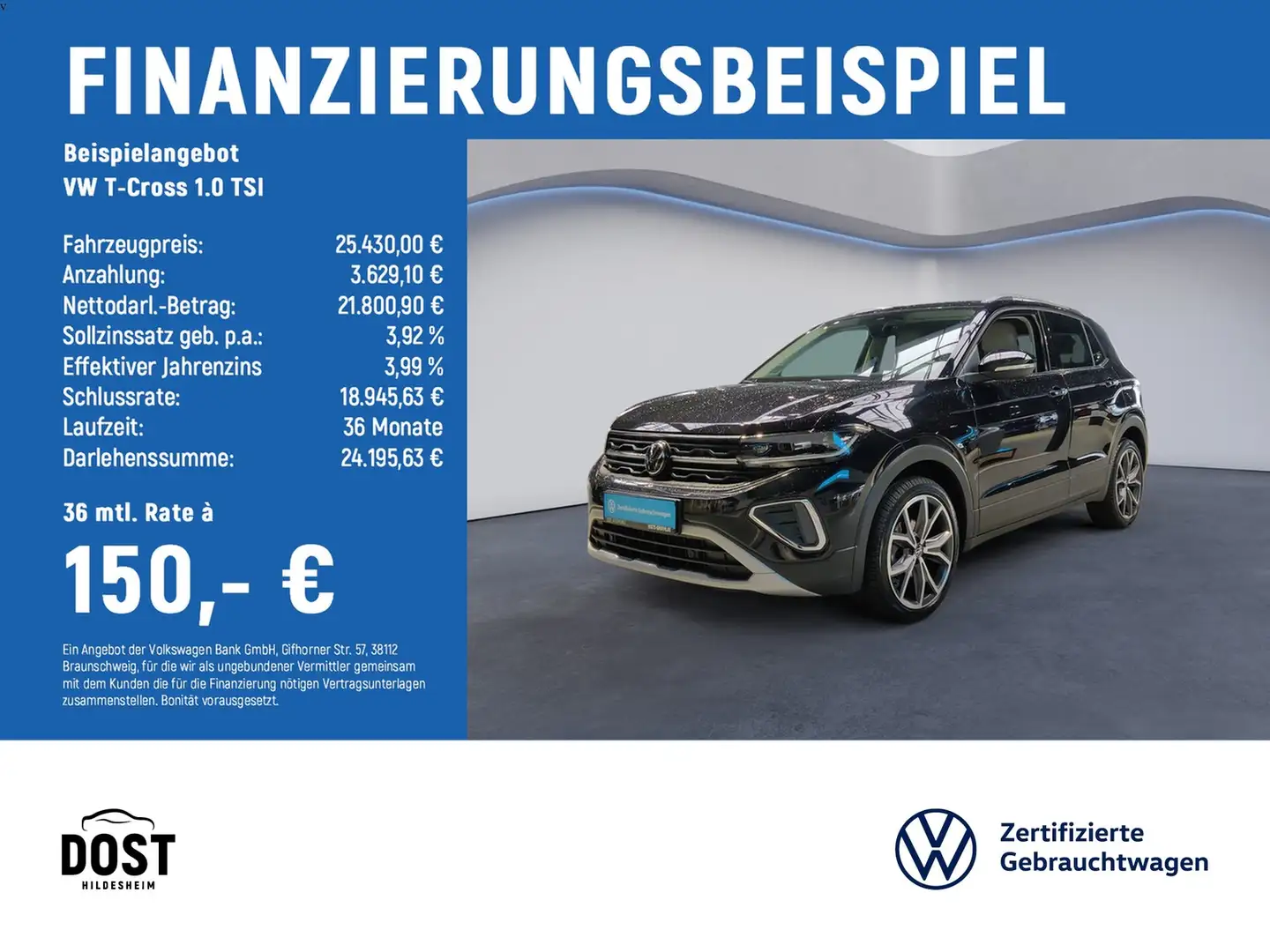Volkswagen T-Cross 1.0 TSI Style KAMERA+MATRIX LED+NAVI+SHZ Schwarz - 2