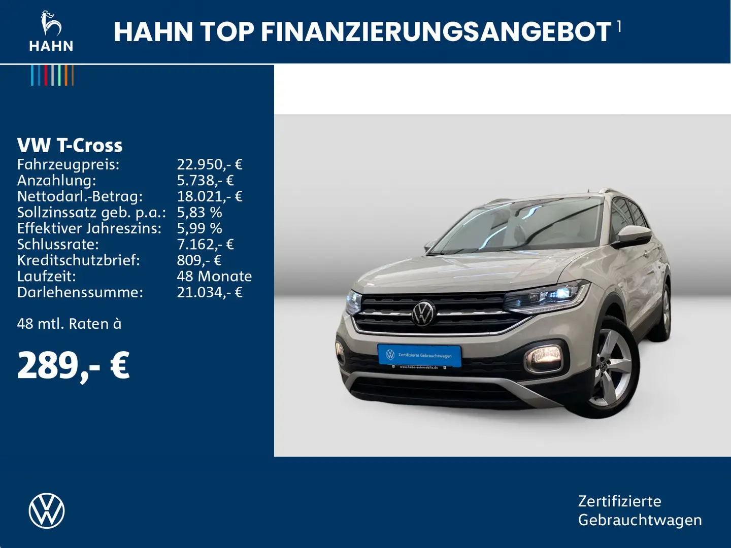 Volkswagen T-Cross 1.0 TSI Style DSG AHK Kamera LED PDC Grau - 2