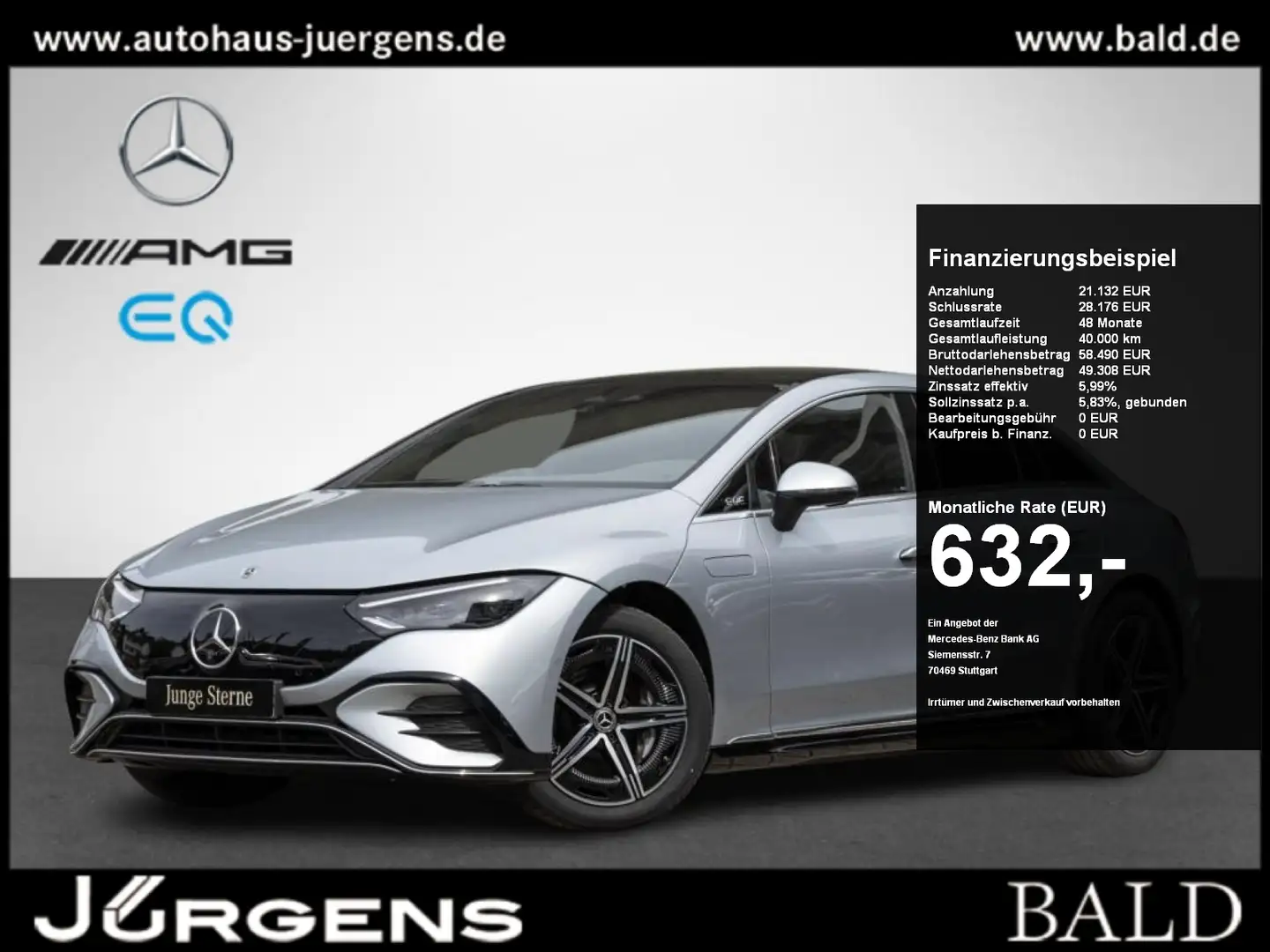 Mercedes-Benz EQE 500 4M AMG/Hyper/Digital/Pano/Burm3D/360/HUD Argent - 1