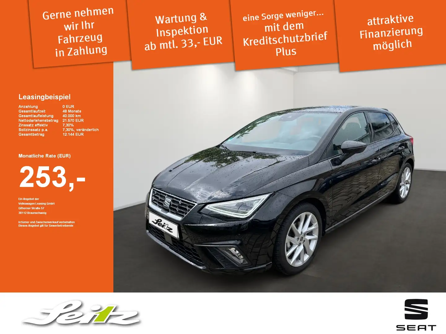 SEAT Ibiza FR 1.0 TSI DSG FR Navi. Rückfahrkamera. Einparkhil Schwarz - 1