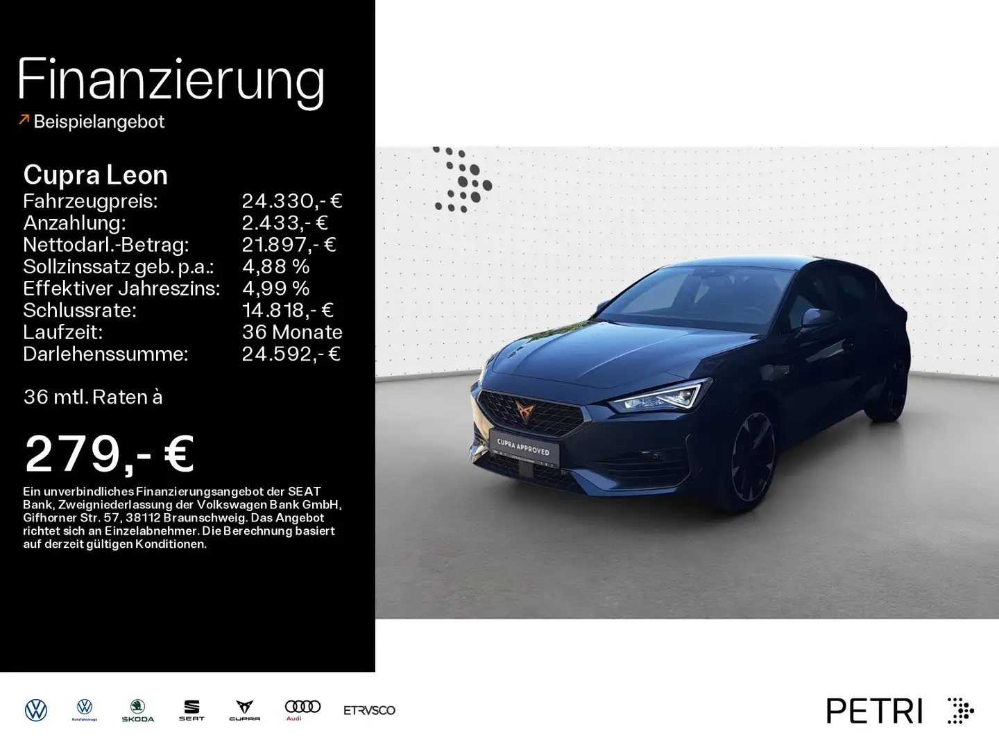 CUPRA Leon 1.4TSI e-HYBRID 150kW*NAVI*KAM*SHZ*ACC*18Zo Grau - 1
