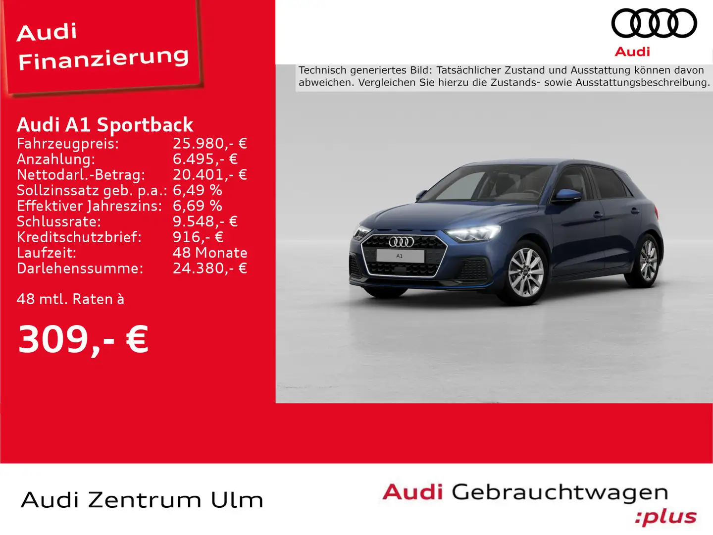 Audi A1 Advanced 25 TFSI S tronic NAV R-KAM Blau - 1