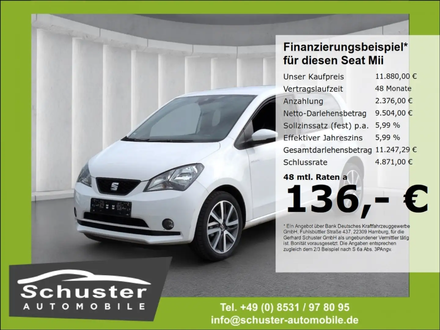 SEAT Mii electric Plus*SHZ Licht/Regensen Bluet Klima Weiß - 1