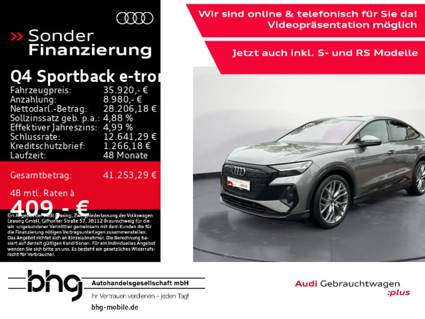 Audi Q4 e-tron Q4 Sportback 50 e-tron quattro Matrix/AHK/Head-u Grigio - 1