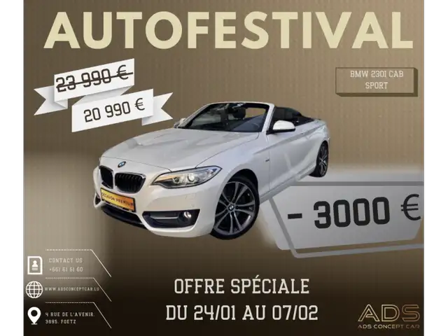 BMW 230 Cabriolet 2.0L i pack sport 2017