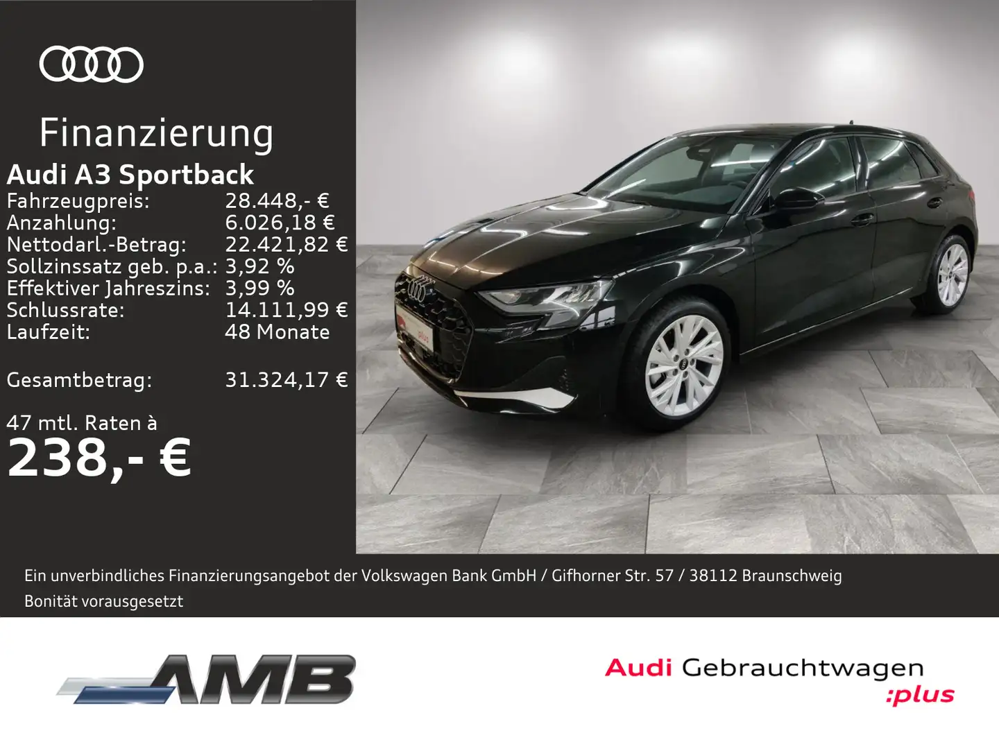 Audi A3 Advanced 30 TFSI AHK/vC+/Nav+/1.30G Schwarz - 1