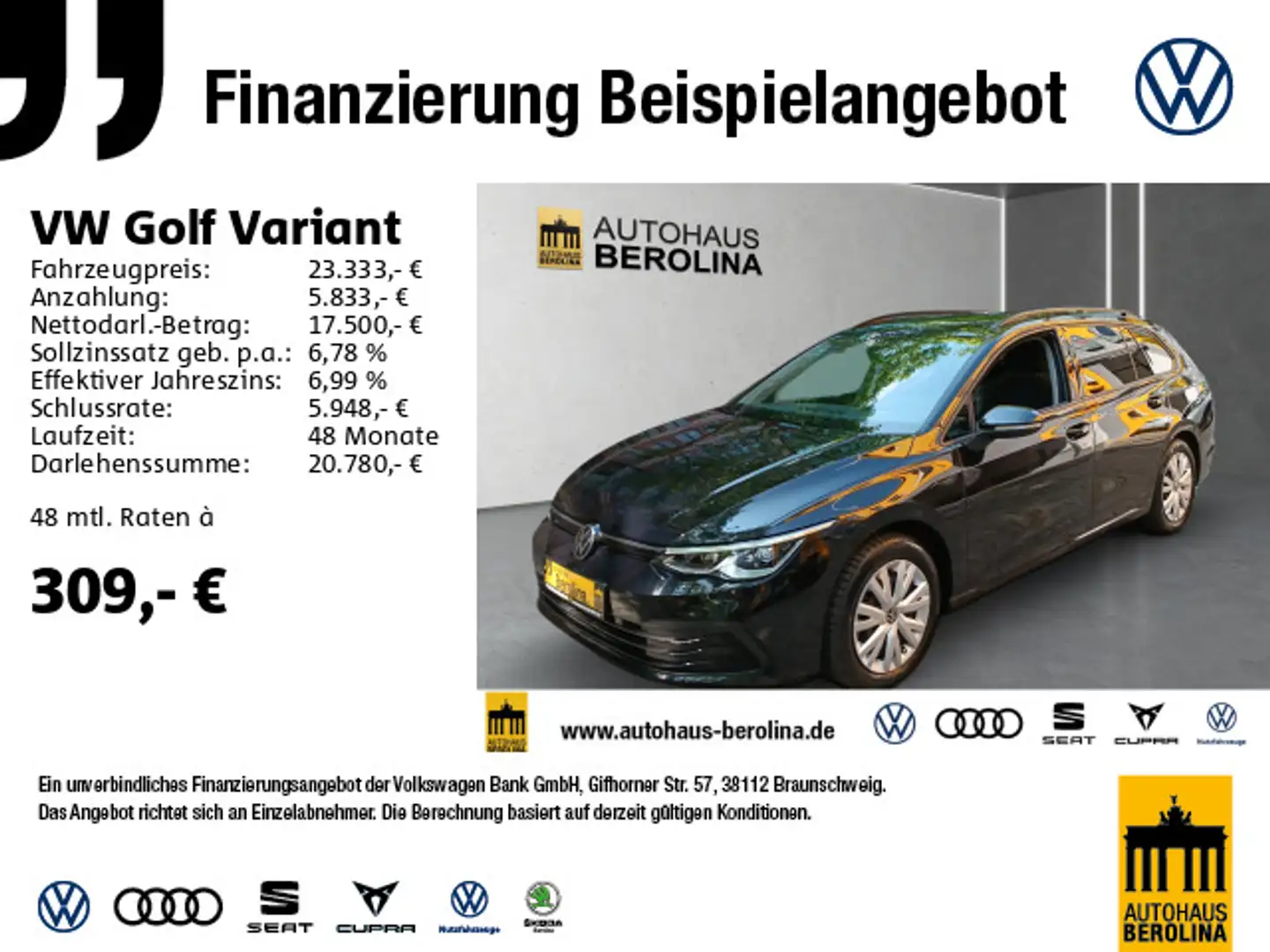 Volkswagen Golf Variant Golf VIII Variant 1.5 eTSI Life DSG *HuD*NAVI* Schwarz - 1