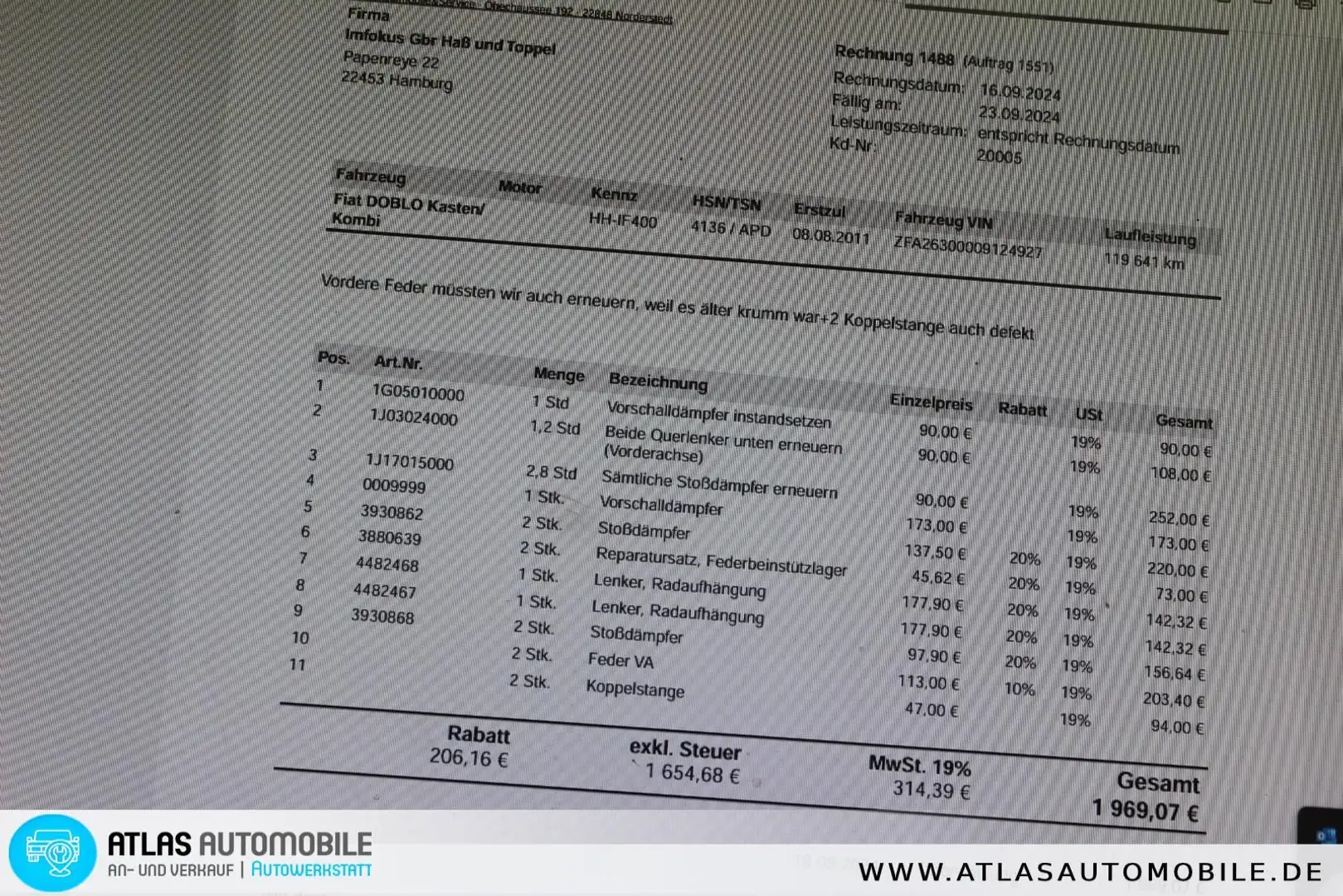 Fiat Doblo Kasten 1,3 JTD BITTE ERST TEXT GENAU LESEN Weiß - 2