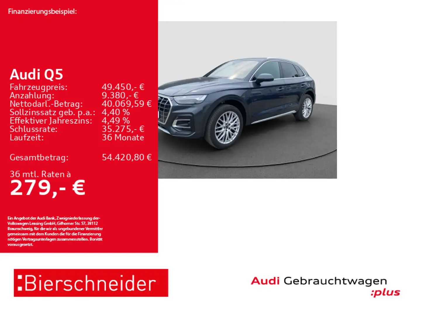 Audi Q5 50 TFSI e qu S-Line 20 AHK MATRIX ACC 360 5J. Grau - 1