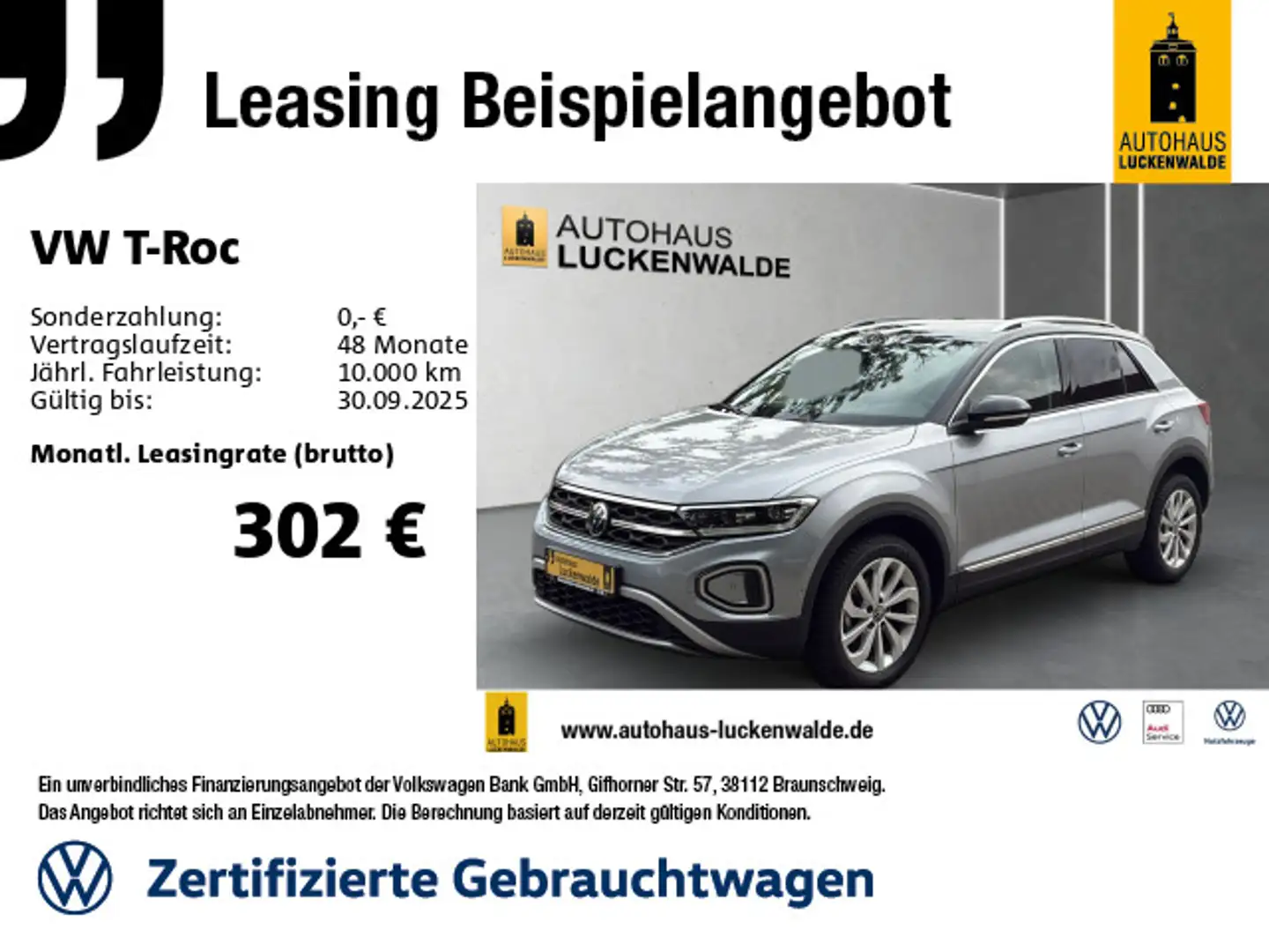 Volkswagen T-Roc 1.5 TSI Style DSG *AHK*ACC*LED+*NAV*SHZ* Silber - 1
