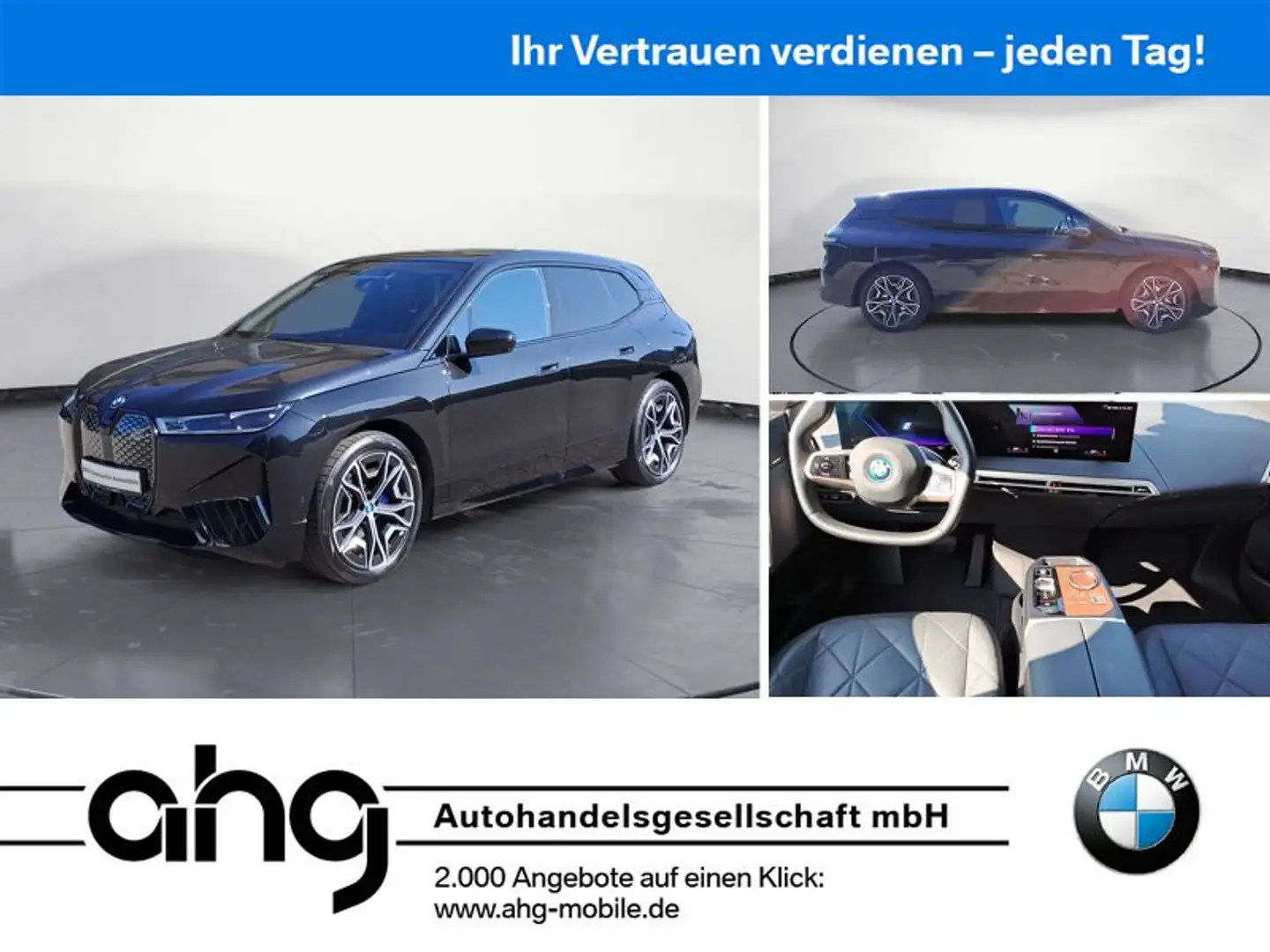 BMW iX xDrive40 Sportpaket Klimaaut. AHK Zwart - 1