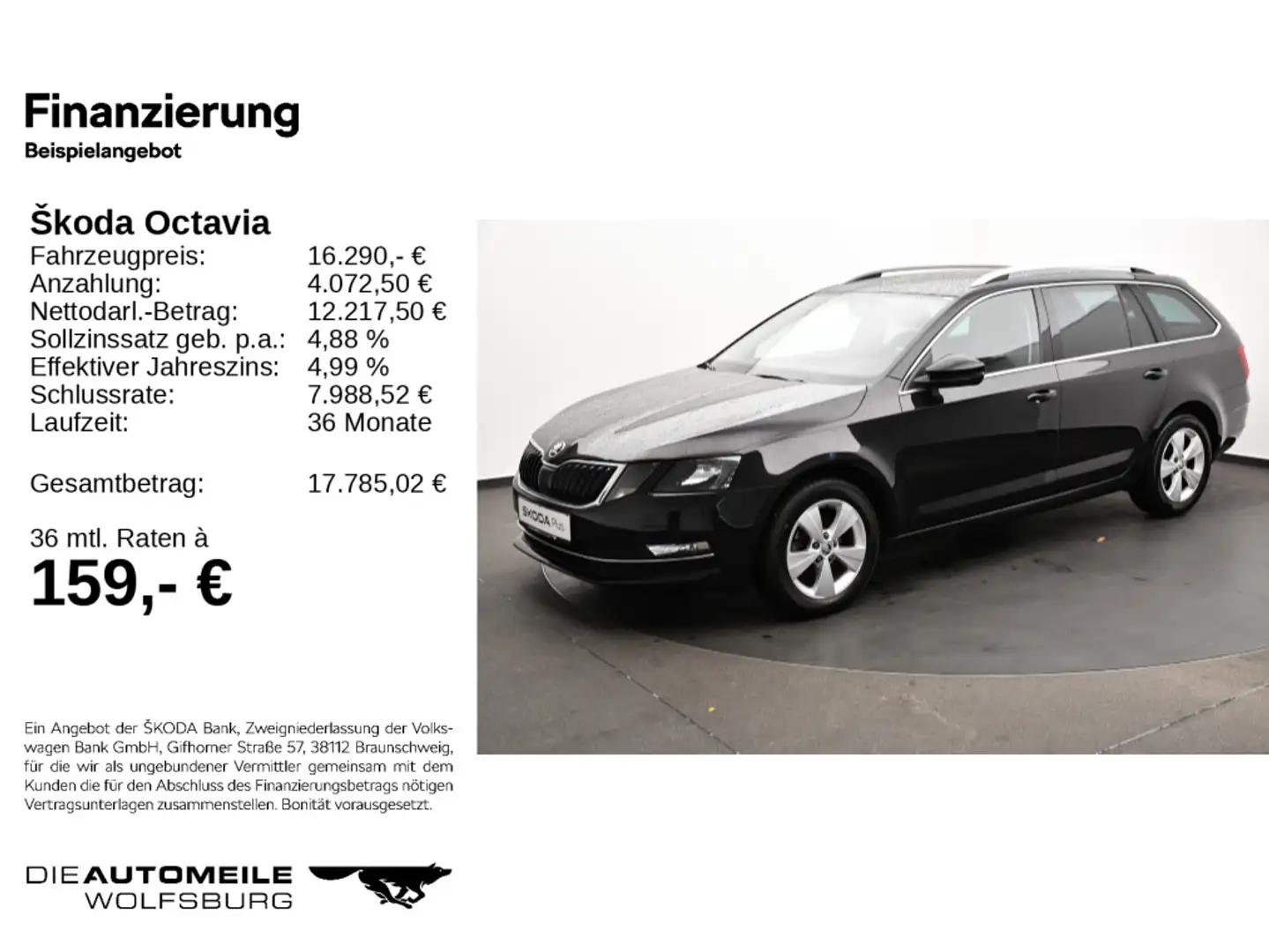 Skoda Octavia 3 III Combi 1.6 TDI DSG Style AHK/ACC/SI Schwarz - 2