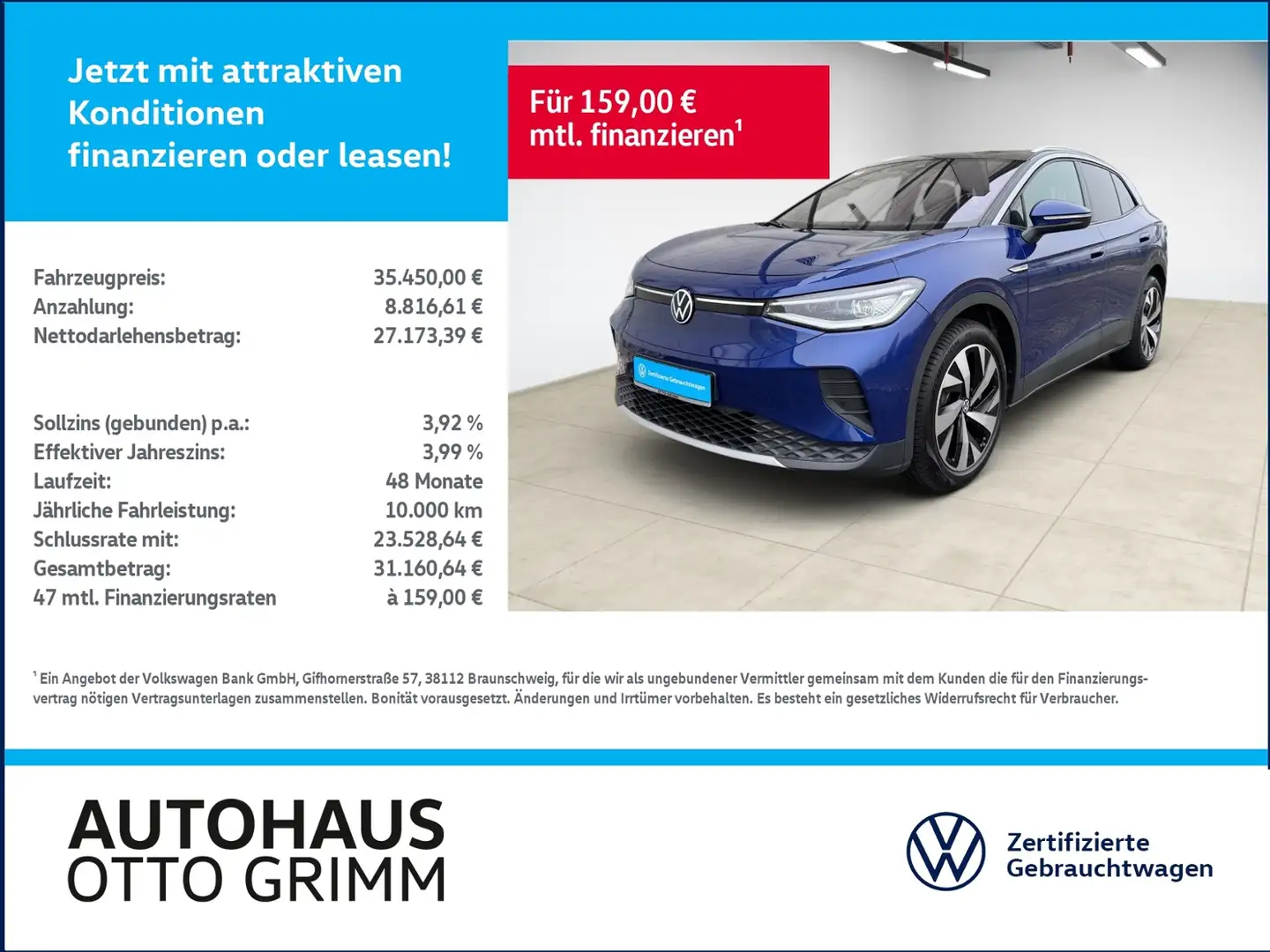 Volkswagen ID.4 Pro Performance 150 kW LED Blau - 1
